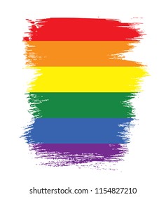 Rainbow flag, LGBT movement, vector illustration, brush stroke background