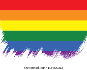 Rainbow flag, LGBT movement, vector illustration, brush stroke background
