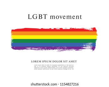 Rainbow flag, LGBT movement, vector illustration, brush stroke background