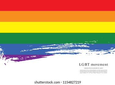 Rainbow flag, LGBT movement, vector illustration, brush stroke background