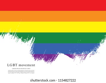 Rainbow flag, LGBT movement, vector illustration, brush stroke background