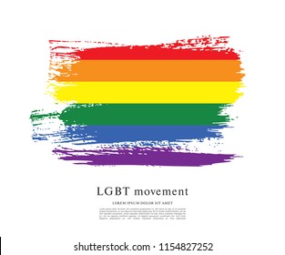 Rainbow flag, LGBT movement, vector illustration, brush stroke background