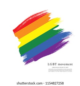 Rainbow flag, LGBT movement, vector illustration, brush stroke background