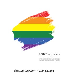 Rainbow flag, LGBT movement, vector illustration, brush stroke background