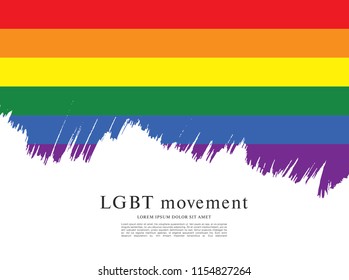 Rainbow flag, LGBT movement, vector illustration, brush stroke background