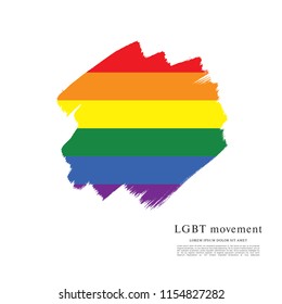 Rainbow flag, LGBT movement, vector illustration, brush stroke background