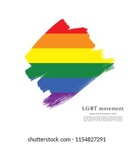 Rainbow flag, LGBT movement, vector illustration, brush stroke background