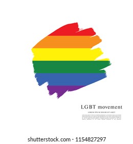 Rainbow flag, LGBT movement, vector illustration, brush stroke background