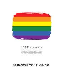 Rainbow flag, LGBT movement, vector illustration, brush stroke background