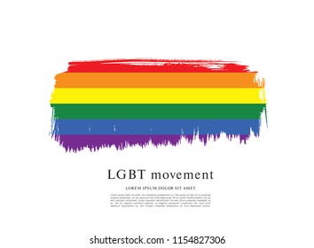Rainbow flag, LGBT movement, vector illustration, brush stroke background