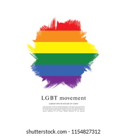 Rainbow flag, LGBT movement, vector illustration, brush stroke background