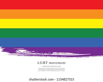 Rainbow flag, LGBT movement, vector illustration, brush stroke background