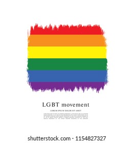 Rainbow flag, LGBT movement, vector illustration, brush stroke background