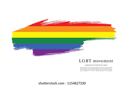 Rainbow flag, LGBT movement, vector illustration, brush stroke background