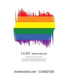 Rainbow flag, LGBT movement, vector illustration, brush stroke background