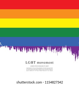 Rainbow flag, LGBT movement, vector illustration, brush stroke background