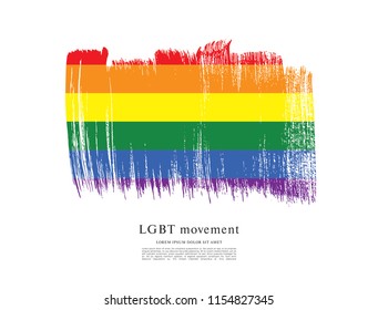 Rainbow flag, LGBT movement, vector illustration, brush stroke background