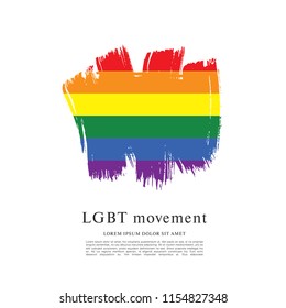 Rainbow flag, LGBT movement, vector illustration, brush stroke background