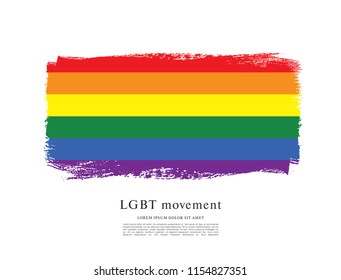 Rainbow flag, LGBT movement, vector illustration, brush stroke background
