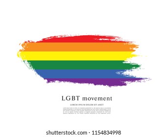 Rainbow flag, LGBT movement, vector illustration, brush stroke background