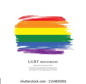 Rainbow flag, LGBT movement, vector illustration, brush stroke background