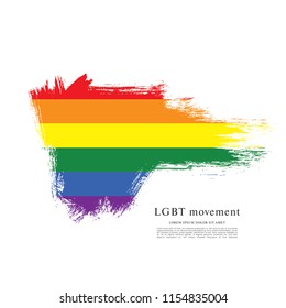 Rainbow flag, LGBT movement, vector illustration, brush stroke background