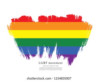 Rainbow flag, LGBT movement, vector illustration, brush stroke background