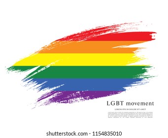 Rainbow flag, LGBT movement, vector illustration, brush stroke background