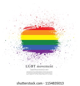 Rainbow flag, LGBT movement, vector illustration, brush stroke background