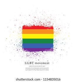 Rainbow flag, LGBT movement, vector illustration, brush stroke background