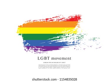 Rainbow flag, LGBT movement, vector illustration, brush stroke background