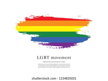 Rainbow flag, LGBT movement, vector illustration, brush stroke background