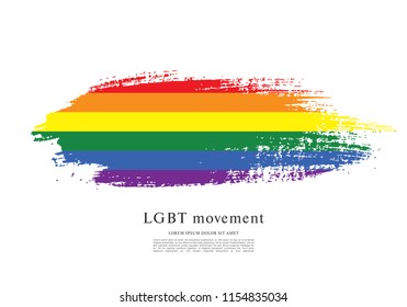Rainbow flag, LGBT movement, vector illustration, brush stroke background
