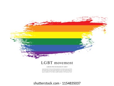 Rainbow flag, LGBT movement, vector illustration, brush stroke background