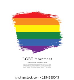 Rainbow flag, LGBT movement, vector illustration, brush stroke background