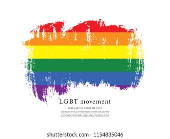 Rainbow flag, LGBT movement, vector illustration, brush stroke background