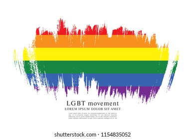 Rainbow flag, LGBT movement, vector illustration, brush stroke background