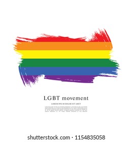 Rainbow flag, LGBT movement, vector illustration, brush stroke background