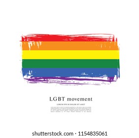 Rainbow flag, LGBT movement, vector illustration, brush stroke background
