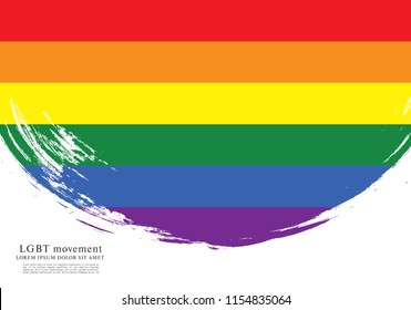 Rainbow flag, LGBT movement, vector illustration, brush stroke background