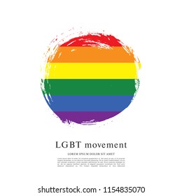 Rainbow flag, LGBT movement, vector illustration, brush stroke background