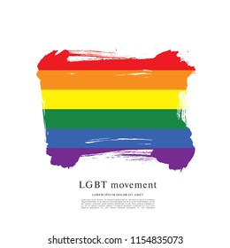 Rainbow flag, LGBT movement, vector illustration, brush stroke background