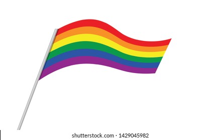 Rainbow flag. LGBT pride flag movement on white background. Vector illustration