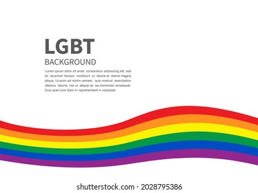 Regenbogenflagge. LGBT-Stolperflaggenbewegung auf weißem Hintergrund. Lesbischer Schwulenschwanz Banner und Hintergrund mit Kopienraum für Text. Vektorgrafik