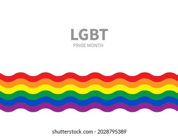 Rainbow flag. LGBT pride flag movement on white background with copy space. Template LGBT design. Vector illustration