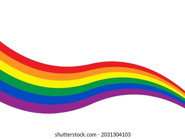 Rainbow flag. LGBT pride flag movement on white background. Lesbian Gay Bisexual Transgender. Background with copy space for text. Vector EPS.10