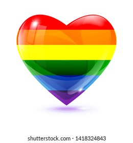 Rainbow Flag LGBT Symbol In Glass Heart Shape