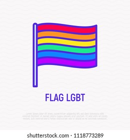 Rainbow flag LGBT thin line icon. Modern vector illustration.