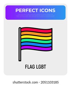 Rainbow flag LGBT thin line icon. Modern vector illustration.