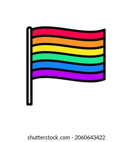 Rainbow flag LGBT thin line icon. Modern vector illustration.